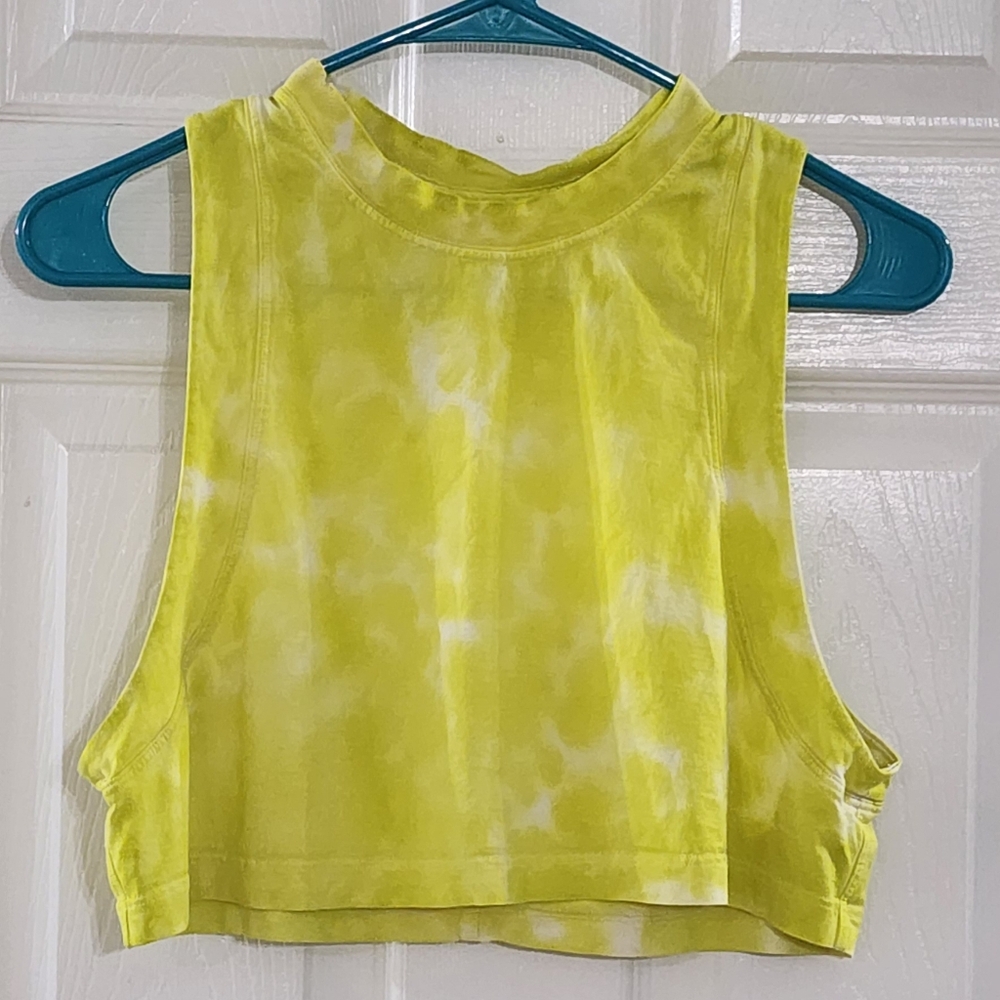 Lululemon All Yours Cropped Cotton Tank *Tie Dye Highlight Yellow Size 2